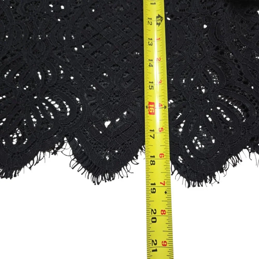 Zara‎ Crop Top Women Medium Black Sheer Open Knit Bell Sleeve Whimsigoth Ruffle